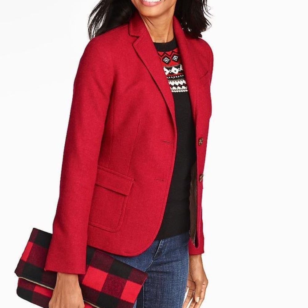 Talbots Wool Two Button Blazer Red 10P
